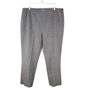 Pari Passu Grey Houndstooth Wool Blend Stretch Trousers Size 16 Plus Size